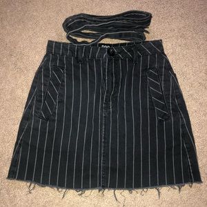 BDG black striped denim skirt